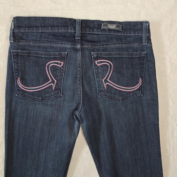 Rock Republic Jeans Womens 28 Blue Straight Leg Dark Wash Denim Low-rise Pink - Picture 5 of 9